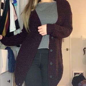 Forever 21 burgundy knitted cardigan